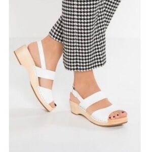 Swedish Hasbeens Clogs Sandals Helena White 39/9